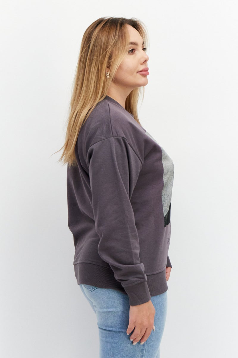 Marilyn Monroe Women Crew Neck Printed Long Sleeve Sweatshirts, Charcoal Grey - Image 4